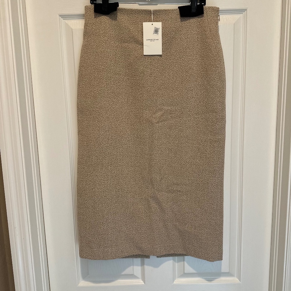 Lafayette 148 Beige tan tweed midi skirt NWT